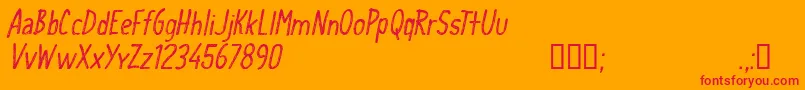 CfschoolhandwritingRegular Font – Red Fonts on Orange Background