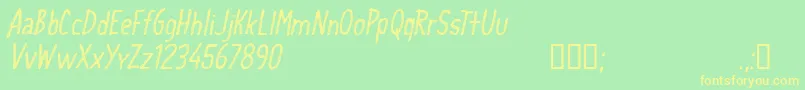 CfschoolhandwritingRegular Font – Yellow Fonts on Green Background
