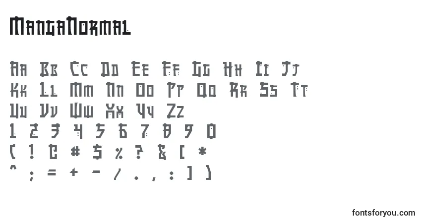 A fonte MangaNormal – alfabeto, números, caracteres especiais