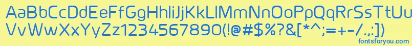 フォントMillarMedium – 青い文字が黄色の背景にあります。