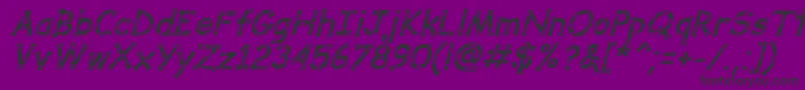 Czcionka DalmataDreamBoldItalic – czarne czcionki na fioletowym tle