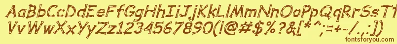 DalmataDreamBoldItalic Font – Brown Fonts on Yellow Background