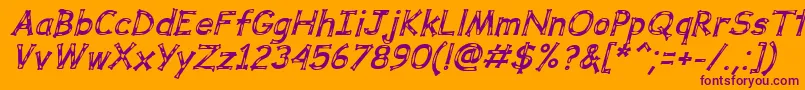 DalmataDreamBoldItalic Font – Purple Fonts on Orange Background