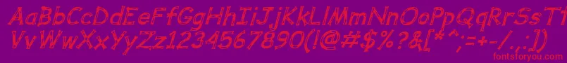 DalmataDreamBoldItalic Font – Red Fonts on Purple Background