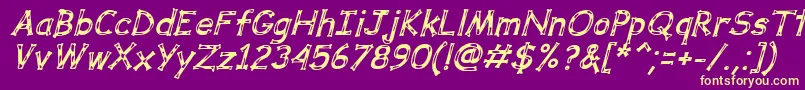 DalmataDreamBoldItalic Font – Yellow Fonts on Purple Background