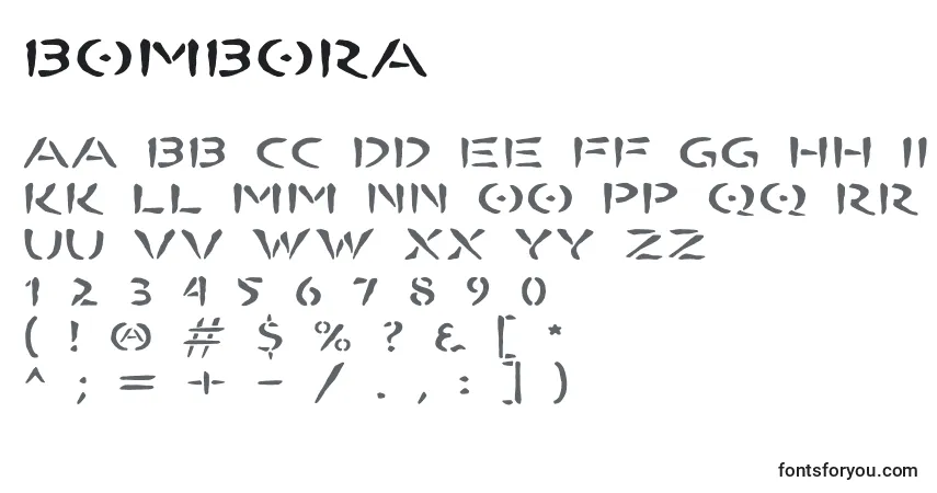 Schriftart Bombora – Alphabet, Zahlen, spezielle Symbole
