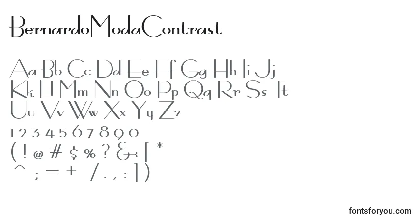 Czcionka BernardoModaContrast – alfabet, cyfry, specjalne znaki