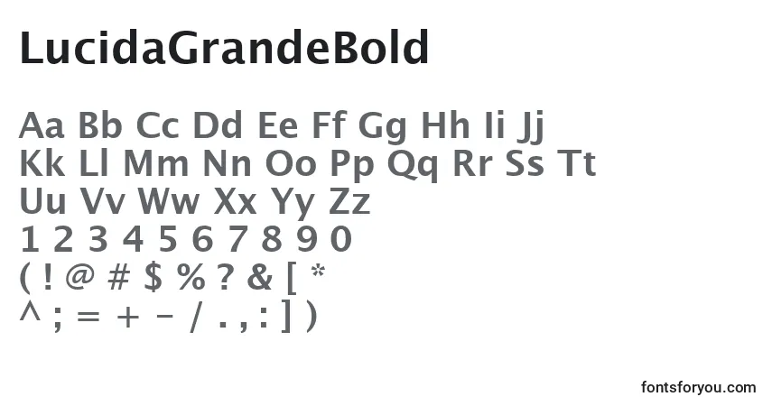 A fonte LucidaGrandeBold – alfabeto, números, caracteres especiais