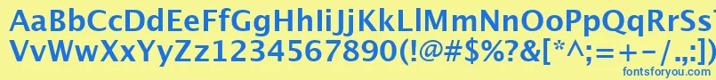 フォントLucidaGrandeBold – 青い文字が黄色の背景にあります。