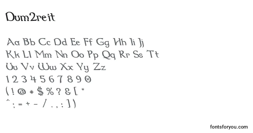 Czcionka Dum2reit – alfabet, cyfry, specjalne znaki