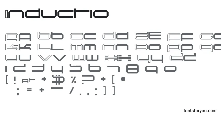 Czcionka Inductio – alfabet, cyfry, specjalne znaki