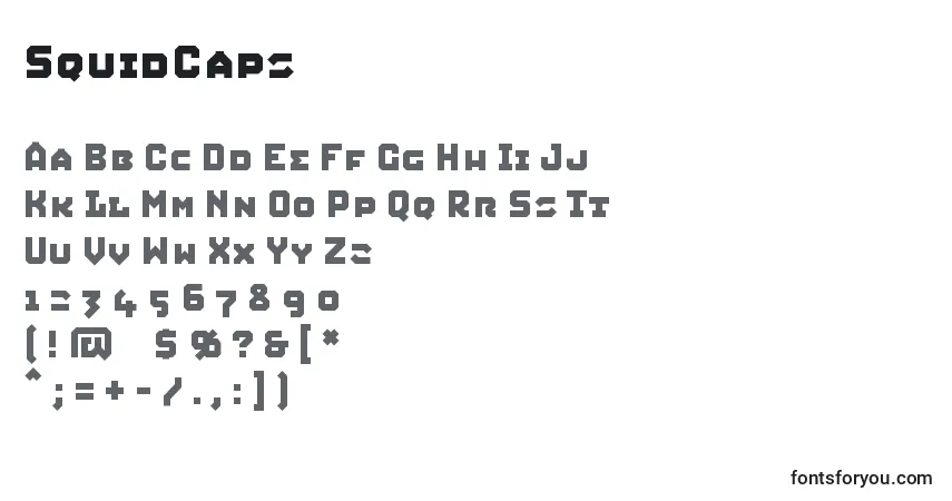 Schriftart SquidCaps – Alphabet, Zahlen, spezielle Symbole