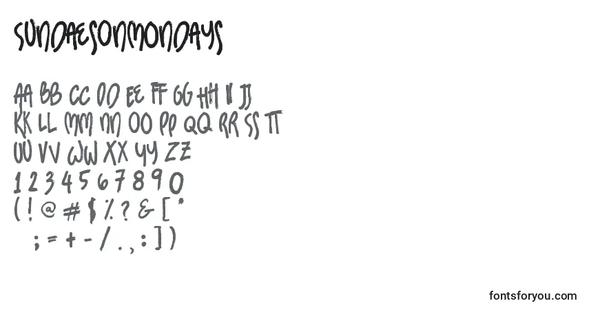 Schriftart SundaesOnMondays (44585) – Alphabet, Zahlen, spezielle Symbole