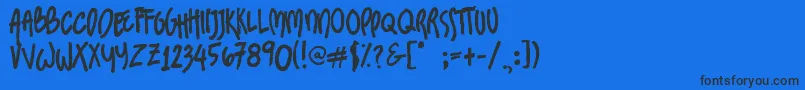フォントSundaesOnMondays – 黒い文字の青い背景