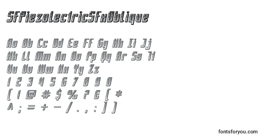 Czcionka SfPiezolectricSfxOblique – alfabet, cyfry, specjalne znaki