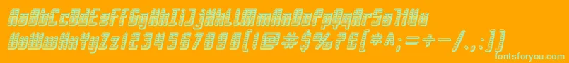 Weitere Informationen zur SfPiezolectricSfxOblique-Schriftart SfPiezolectricSfxOblique-Schriftart – Grüne Schriften auf orangefarbenem Hintergrund