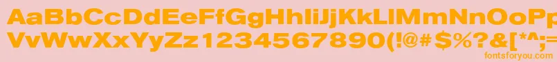 Fonte AnconaExHeavyRegular – fontes laranjas em um fundo rosa