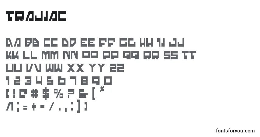 A fonte Trajiac – alfabeto, números, caracteres especiais