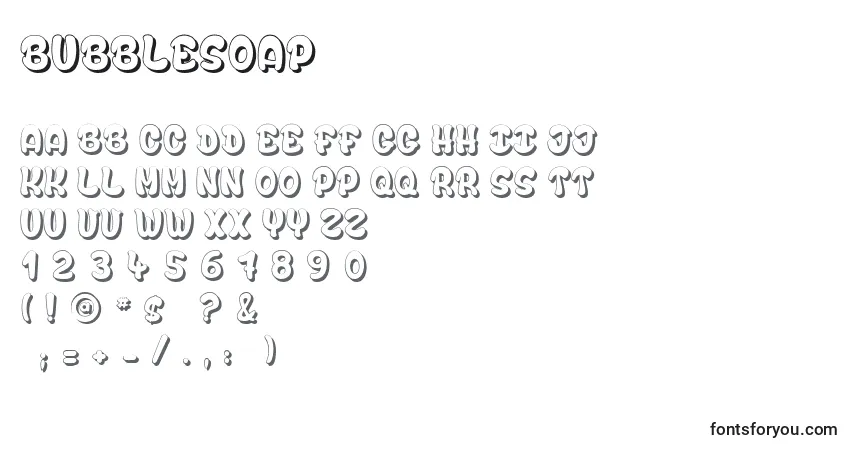 A fonte BubbleSoap – alfabeto, números, caracteres especiais