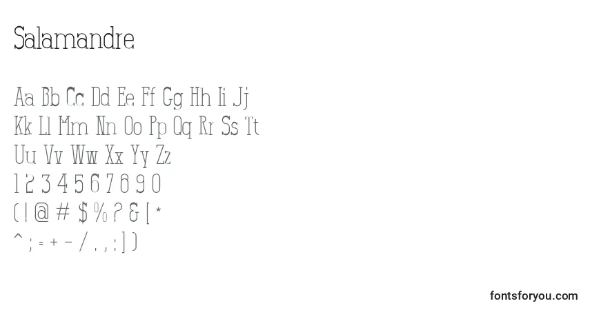 Salamandre-fontti – aakkoset, numerot, erikoismerkit