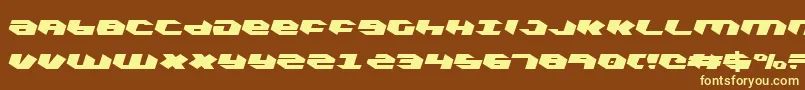 KubrickCondensedLeftalic-fontti – keltaiset fontit ruskealla taustalla