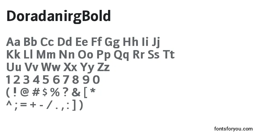A fonte DoradanirgBold – alfabeto, números, caracteres especiais