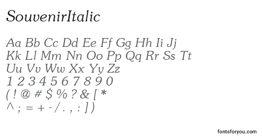 Czcionka SouvenirItalic – alfabet, cyfry, specjalne znaki