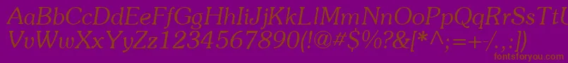 SouvenirItalic Font – Brown Fonts on Purple Background