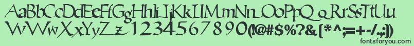 Czcionka Ericbrush21Bold – czarne czcionki na zielonym tle