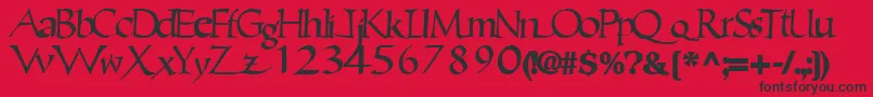 Czcionka Ericbrush21Bold – czarne czcionki na czerwonym tle