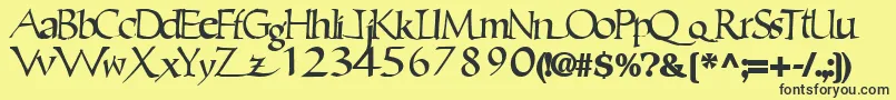 フォントEricbrush21Bold – 黒い文字の黄色い背景