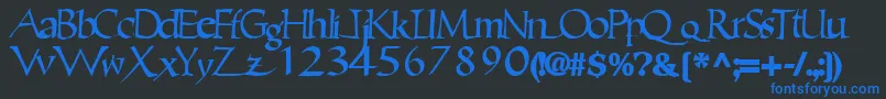 フォントEricbrush21Bold – 黒い背景に青い文字