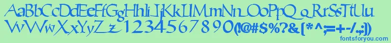 Ericbrush21Bold-fontti – siniset fontit vihreällä taustalla