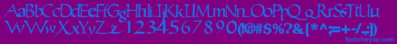 Ericbrush21Bold-Schriftart – Blaue Schriften auf violettem Hintergrund