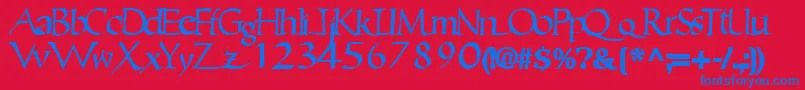 Ericbrush21Bold-fontti – siniset fontit punaisella taustalla
