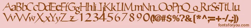 Ericbrush21Bold-fontti – ruskeat fontit vaaleanpunaisella taustalla