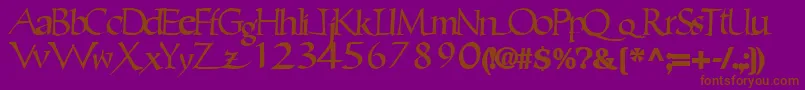 Czcionka Ericbrush21Bold – brązowe czcionki na fioletowym tle