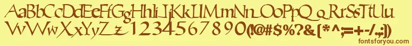Ericbrush21Bold-Schriftart – Braune Schriften auf gelbem Hintergrund