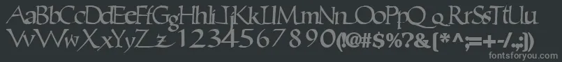 Ericbrush21Bold-fontti – harmaat kirjasimet mustalla taustalla
