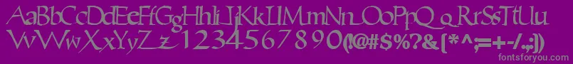 Ericbrush21Bold-fontti – harmaat kirjasimet violetilla taustalla
