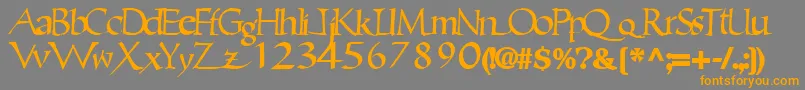 フォントEricbrush21Bold – オレンジの文字は灰色の背景にあります。
