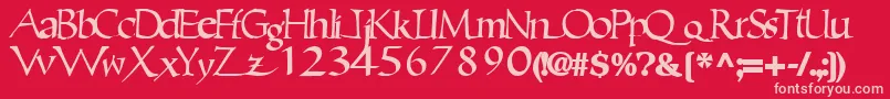 Ericbrush21Bold-fontti – vaaleanpunaiset fontit punaisella taustalla