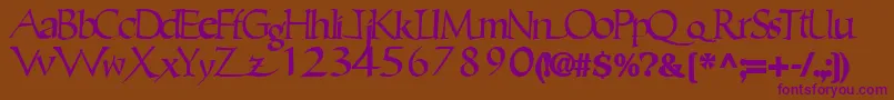 Ericbrush21Bold-fontti – violetit fontit ruskealla taustalla