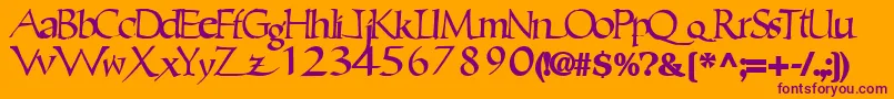 Ericbrush21Bold-Schriftart – Violette Schriften auf orangefarbenem Hintergrund