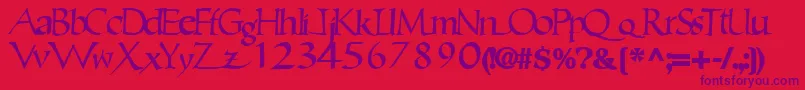 Ericbrush21Bold-Schriftart – Violette Schriften auf rotem Hintergrund