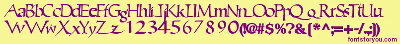 Czcionka Ericbrush21Bold – fioletowe czcionki na żółtym tle