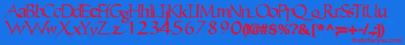 フォントEricbrush21Bold – 赤い文字の青い背景