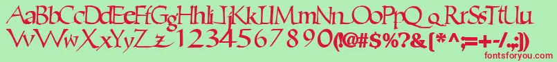 Ericbrush21Bold-fontti – punaiset fontit vihreällä taustalla