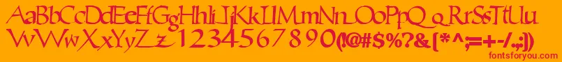 フォントEricbrush21Bold – オレンジの背景に赤い文字
