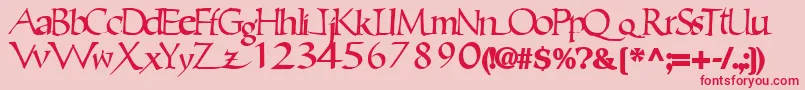 Ericbrush21Bold-fontti – punaiset fontit vaaleanpunaisella taustalla